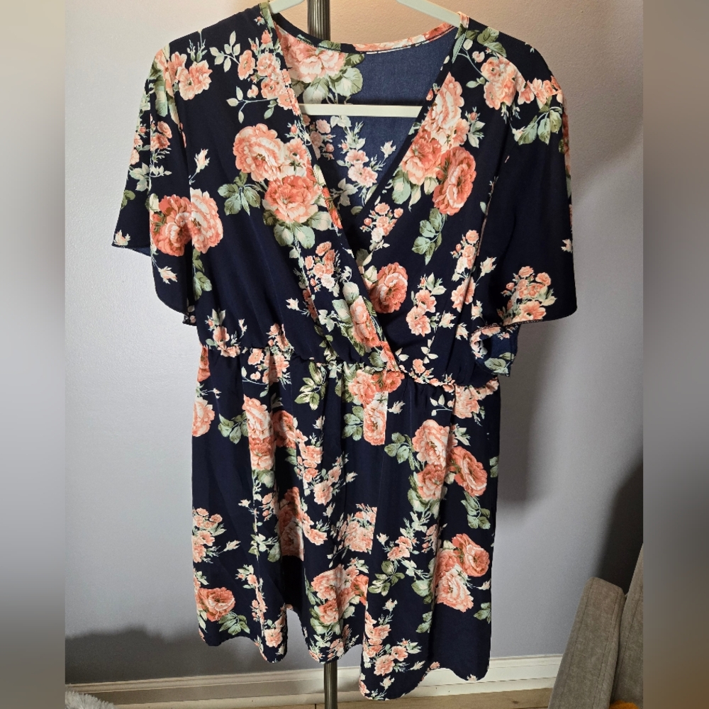 Floral Faux Wrap Dress
